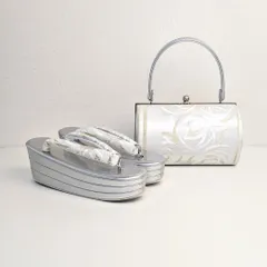 和装 草履バッグセット 帯地 白×金 3枚芯 フリーサイズ k19-4