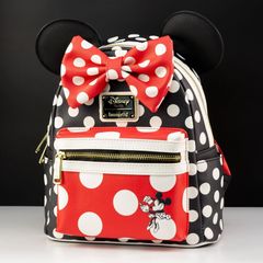 Loungefly ポルカ　ミニーちゃん　ブルー　ドット　リュック　バックパック Loungefly】Disney ミニーちゃん ポルカドット バックパック