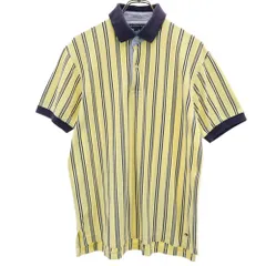 トミーヒルフィガー ストライプ柄 半袖 ポロシャツ M イエロー系 TOMMY HILFIGER 鹿の子地 メンズ 古着 【240506】 メール便可