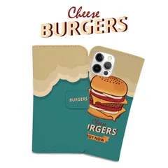 全機種対応 手帳型 スマホケース ハンバーガー ジャンクフード iPhone アンドロイド AQUOS Galaxy Xperia Google Pixel arrows OPPO ケース カバー 折りたたみ