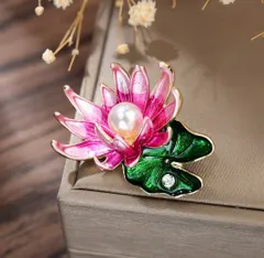 ブローチ蓮の花ピンク中華艶やか普段使いシノワズリ大人可愛いパーティー小物ポイント