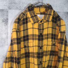 ビンテージネルシャツ☆　長袖　USA古着　イエロー　チェック　M　C20