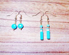 F059 練りターコイズピアス2点セット まとめて 金属色ゴールド