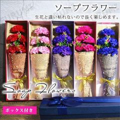 ソープフラワー ホワイトデーのお返し 5輪 カーネーション 造花 母の日 お祝い お誕生日 結婚祝い プレゼント ギフト 石鹸花 バレンタイン 