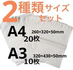 LDPE宅配袋 宅配ビニール袋 A4 20/A3 10 テープ付き 透けない 梱包 資材 ２種類セット
