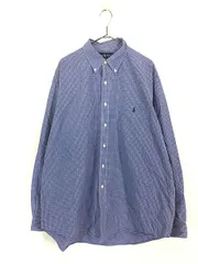 古着 90s Ralph Lauren 「BLAKE」 ブルー マルチ チェック ポケット付 BD シャツ XL 古着
