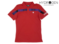 100%本物保証ペルレイ ハイドロゲン ゴルフ ポロシャツ HYDROGEN GOLF G00502 002 RED TECH POLO 再帰反射 スカル絵柄 ロゴ入り メンズ向け チェックライン入り ストレッチ レッド ピケ ゴルフポロシャツ メンズSサイズ
