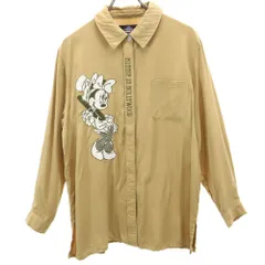 ハリウッドミッキー 90s 日本製 オールド ミニーマウス 長袖 シャツ ブラウン系 HOLLYWOOD MICKEY 刺繍 レディース 古着 【240511】 メール便可