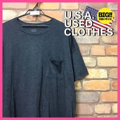 ME12-948★USA直輸入★状態良好【USA古着 超BIGサイズ】FRUIT OF THE LOOM 胸ポケット付 プレーン 半袖 Tシャツ【メンズ 2XL】グレー ワーク アメカジ ストリート