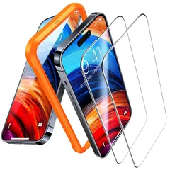 「指紋防止・指滑り超快適！」TORRAS iPhone15 用 ガラスフィルム iPhone14Pro 用 ガラスフィルム 航空宇宙材料 米軍MIL規格 高精度ガイド枠 2枚セット アイフォン14プロ・15 用 フィルム GlassGo Series 0