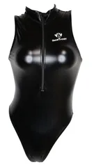 SWIMHXBY 競泳水着 レディース フロントジップ ウォーターポロ エナメル調 8-10XL