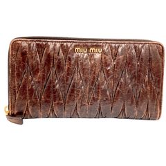 【真贋判定済】MIU MIU ミュウミュウ マテラッセ 長財布  ブラウン ウォレット B0501SE56L
