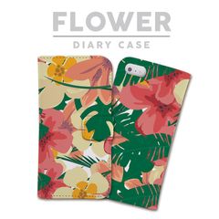 全機種対応 手帳型 スマホケース ハイビスカス 南国 プリメリア ハワイアン 沖縄 トロピカル iPhone アンドロイド AQUOS Galaxy Xperia Google Pixel arrows OPPO ケース カバー 折りたたみ