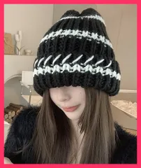 【スタッフおすすめ！】 ニット帽 レディース 防寒帽子 韓国秋冬 寒さ対策ニット帽/小顔ニットキャップ/新作 暖かい 帽子 配色ニットキャップ 折り畳み カジュア おすすめ おしゃれ　人気 上品 99JGDZ-001