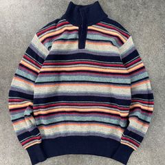 CHAPS RALPH LAUREN チャップス ラルフローレン カシミヤ混 長袖 ニット プルオーバー ハーフボタン ボーダー マルチカラー メンズ