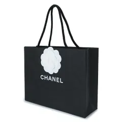 CHANEL シャネル 紙袋 正規店 ペーパーバッグ ショッパー ブラック 黒 カメリア付き 22×17×7cm【ブランド付属品】【紙袋】【メール便】 (ec)
