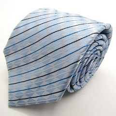 メイル&コー ブランド ネクタイ シルク ストライプ柄 チェック柄 PO メンズ ブルー MALE & Co 【中古】