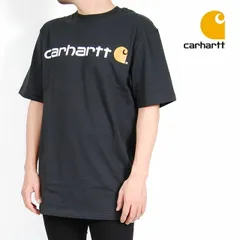 USモデル Carhartt カーハート 半袖Tシャツ SIGNATURE LOGO SHORT SLEEVE T-SHIRT SS TEE BLACK ロゴ  ブラック 黒 トップス メンズ 男性 レディース 女性 大きいサイズ ワーク ブランド
