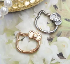 リボンねこちゃんカラビナ金具　4個セット