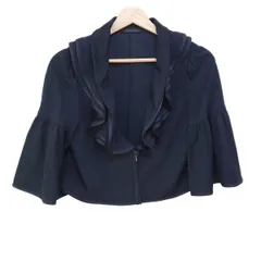 美品⭐️トゥービーシック　フリルジャケット　ブラックジャケット　ボタンレス TO BE CHIC 「TO CHIC」 フリルノーカラージャケット 40