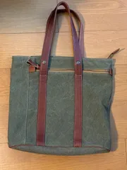★LEATHER CRAFT YOU★レザーコンビトートバッグ レザークラフトユー  カーキ　アースカラー　 本革 ハンドバッグ 本皮 ショルダー 旅行 カバン