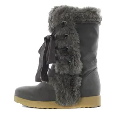 ジルスチュアート JILL STUART リボン ムートンブーツ ショート M 23cm グレー