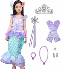 Jolie's room ハロウィン コスプレ 子供 プリンセス ドレス マーメイド コスチューム 豪華8点セット なりきり( 120)