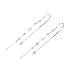 【シルバー×ピアス】[Cream dot. クリームドット公式] ピアス レディース  金属アレルギー ニッケルフリー ビジュー ライン アメリカン 揺れる ひし形 シリコンキャッチ パーティー 大人 