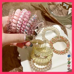 ★スタッフおすすめ★ グラデーションスプリングヘアゴム セット 髪飾りプチプラ小物/韓国風トレンド雑貨/オルチャンスタイル ぐるぐる カラーヘアゴム6個セット レ おすすめ おしゃれ　人気 上品 21SHIPIN-111