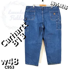 カーハートデニムペインターパンツCarhartt大きいサイズC953革レザーロゴw48アメリカ古着
