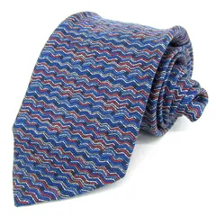 ミッソーニ ブランドネクタイ 総柄 波柄 シルク イタリア生地 メンズ ブルー Missoni 【中古】