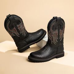 ブーツ  メンズ ヨーロッパサイズ ミッドカーフブーツ オートバイブーツ ウェスタンミッドカーフブーツ ライディングブーツ ヴィンテージ スリップオンミッドカーフブーツ ウエスタンブーツ メンズブーツ  メンズファッション かっこいい ブラック