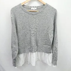 ◇ ⊇ GLOBAL WORK グローバルワーク ドッキング 長袖 プルオーバー ニット サイズM ライトグレー レディース E  【1506180000223】