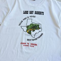 90s USA製 LAKE RAY ROBERTS BEST BASS FISHING Printed T-shirt レイク レイ・ロバーツ ブラックバス バスフィッシング 魚 Tシャツ TEE
