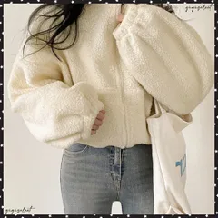 ボアジャケット 韓国 フリースジャケットレディース ショート丈 ボアブルゾン 中厚手 ジップアップ ゆったり 防寒アウタースタンドカラー 冬服 おしゃれ 羽織りハイネックブルゾン ショート丈アウター ボアコートあったか