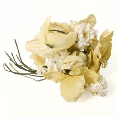 ピンクハウス系？★薔薇にギンガムチェックの花束コサージュ　イエロー系＊ｋ3974