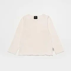 【未使用品】petit main プティマイン オーガニック ハート針抜き 長袖 Tシャツ アイボリー キッズ 100cm