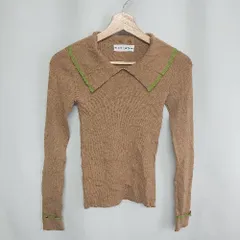 ◇ ⊇ TINA:JOJUN 襟付き 長袖 ニット セーター サイズM ブラウン グリーン レディース E  【1409100013863】