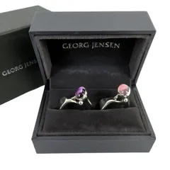 GEORG JENSEN ジョージ・ジェンセン デュウ・ドロップ ペアリング 指輪 アメジスト ローズクォーツ #152 19号 12号 シルバー925 銀 デンマーク製 化粧箱付き rk10345のサムネイル