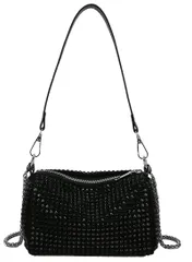 ショルダーバッグ 2WAY スタッズ レディース ハンドバッグ キラキラ スパンコール ポーチ 韓国 ファッション カジュアル ミニ バッグ カバン 斜め掛け 2カラー ばっぐ BAG 小物入れ 鞄 カバン かばん 化粧ポーチ 旅行 ショルダー  [ブラック]