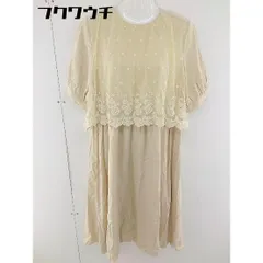 ◇ merlot plus メルロープリュス 半袖 膝下丈 ワンピース ベージュ系 レディース  【中古】 【1111230022287】のサムネイル