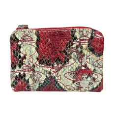VivienneWestwood(ヴィヴィアンウエストウッド) 2つ折り財布 - レッド×アイボリー×マルチ 刺繍/L字ファスナー レザー