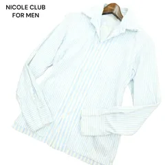 NICOLE CLUB FOR MEN ニコルクラブ フォーメン 通年 デザイン ストライプ★ 長袖 スリム シャツ Sz.46　メンズ
