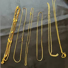 A【まとめ売り】ネックレス 6本 ゴールド メッキ 石付き U.S GOLD  レディース メンズ ファッション 古着