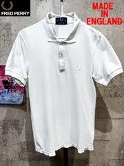 英国製 フレッドペリー 白/白ライン ポロシャツ UK36 イングランド製 FRED PERRY M2114