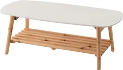 ローテーブル センターテーブル 幅90cm 折りたたみ式 折り畳み式 おしゃれ 北欧 収納 棚付き 木製 天然木 ウッド コンパクト 小さめ 小さい シンプル 韓国インテリア 白 ホワイト ナチュラル  棚付フォールディングテーブル AZ-TAP-004 OA