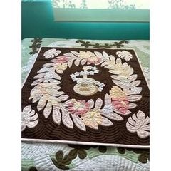 [正規品]タペストリー♡ウクレレ♡105×105♡ブラウン♡ハワイアンキルト