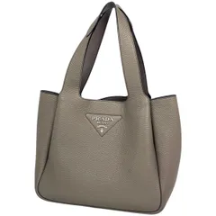 プラダ PRADA ロゴプレート ハンドバッグ ヴィッテロダイノ トートバッグ ハンドバッグ レザー グレージュ 1BA349 レディース 【中古】