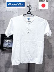 美品 グッドオン ヘンリーネック Tシャツ 白 M GOOD-ON 日本製 ホワイト
