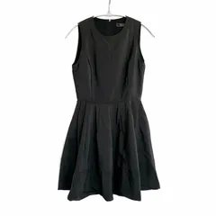 FOXEY フォクシー ノースリーブ フレア 膝丈 ワンピース ドレス シルク混 ダークグレー 無地 裾レース レディース size 38 日本製